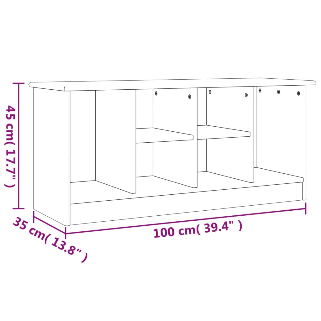 Alta tömör fenyőfa cipőszekrény 100x35x45 cm