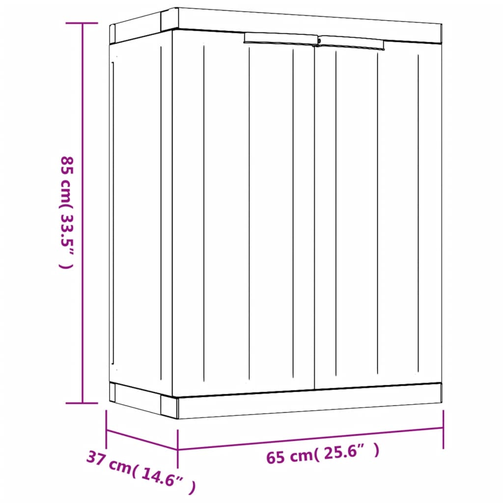 Fekete pp kültéri tárolószekrény 65 x 37 x 85 cm