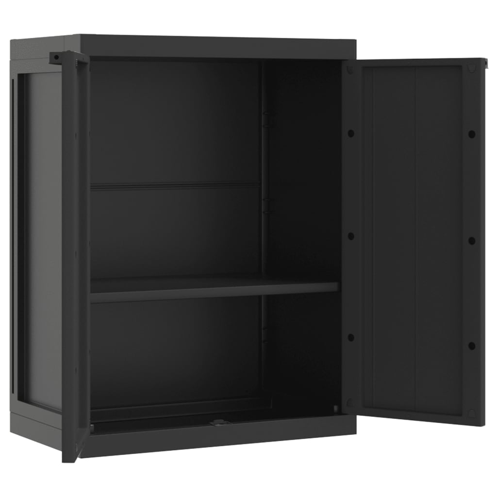 Fekete pp kültéri tárolószekrény 65 x 37 x 85 cm