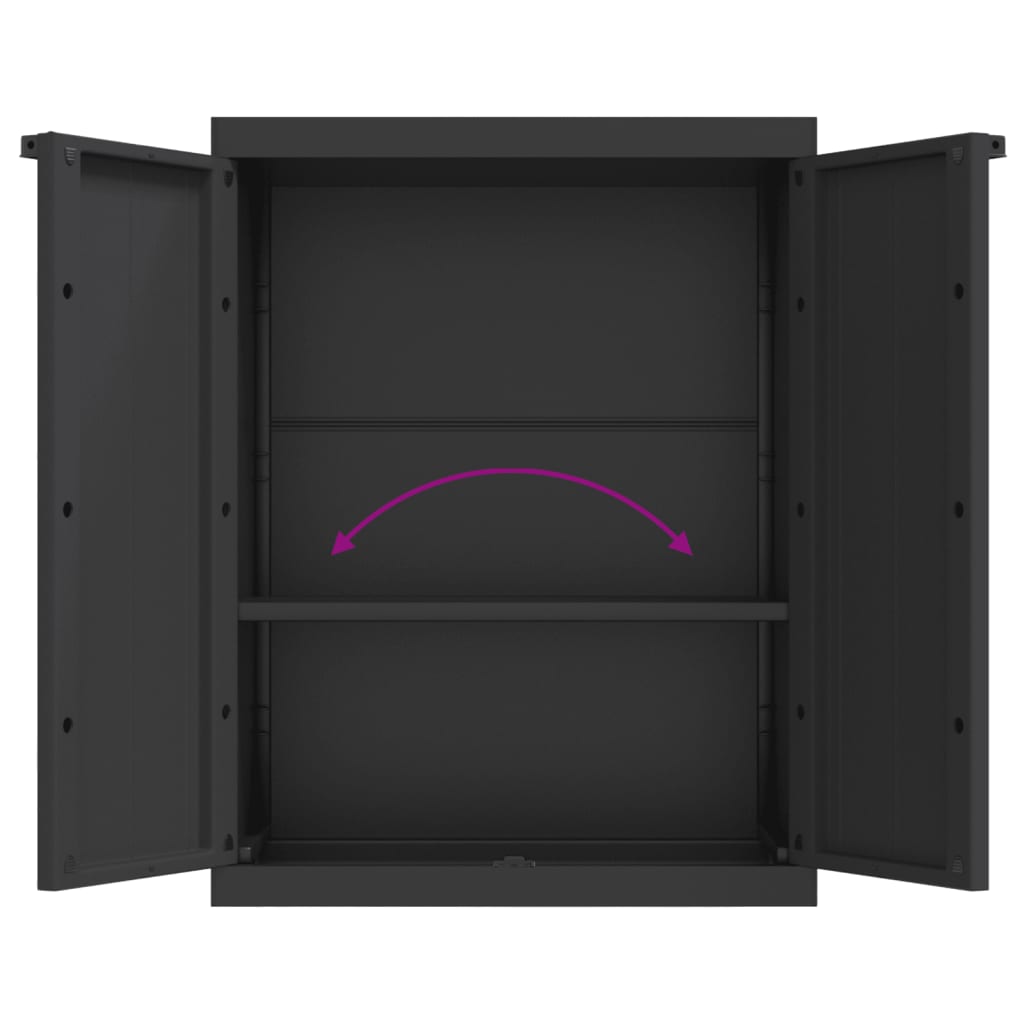 Fekete pp kültéri tárolószekrény 65 x 37 x 85 cm
