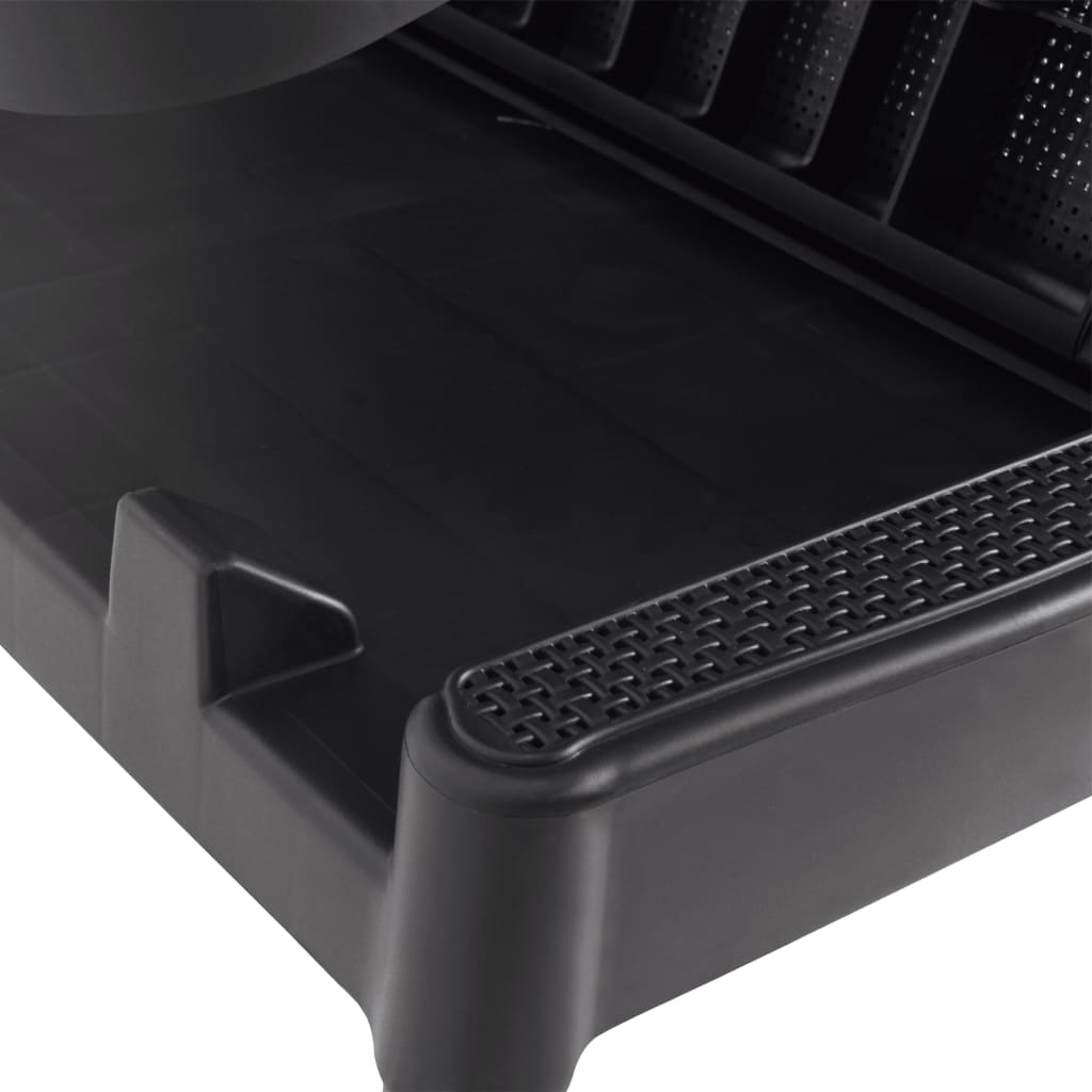 Antracitszürke pp napozóágy párnával 186 x 60 x 29 cm