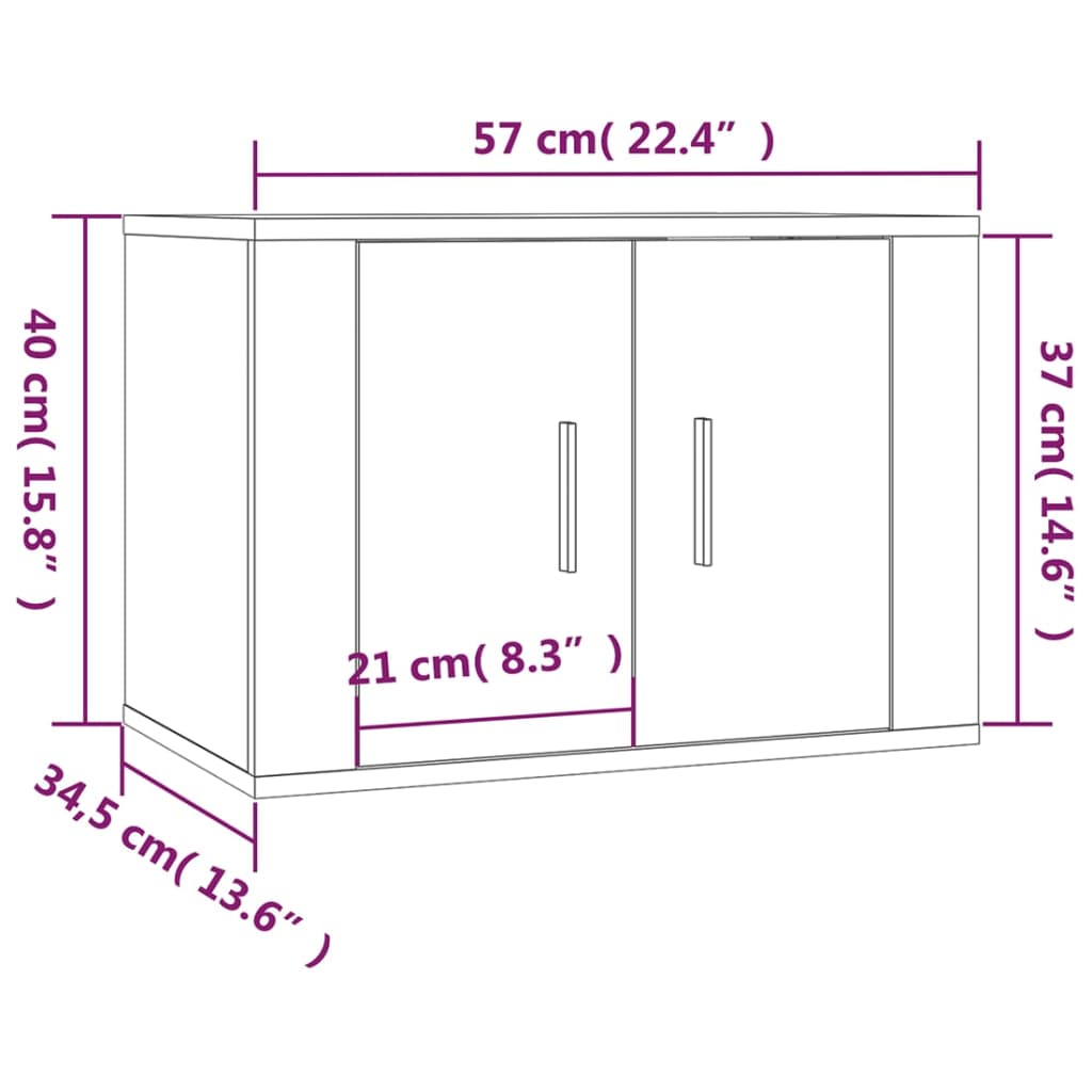 2 db barna tölgyszínű fali tv-szekrény 57x34,5x40 cm