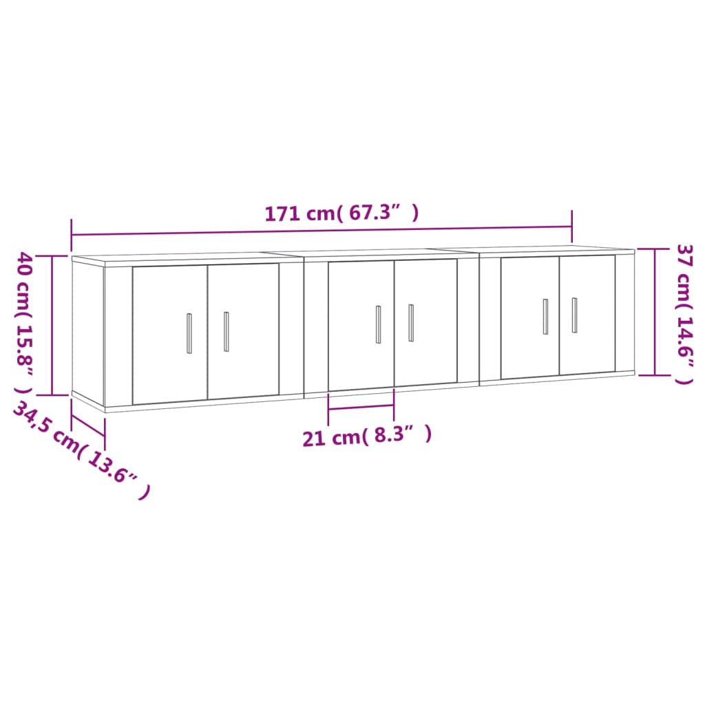 3 db magasfényű fehér fali tv-szekrény 57 x 34,5 x 40 cm 3 db magasfényű fehér fali tv-szekrény 57 x 34,5 x 40 cm