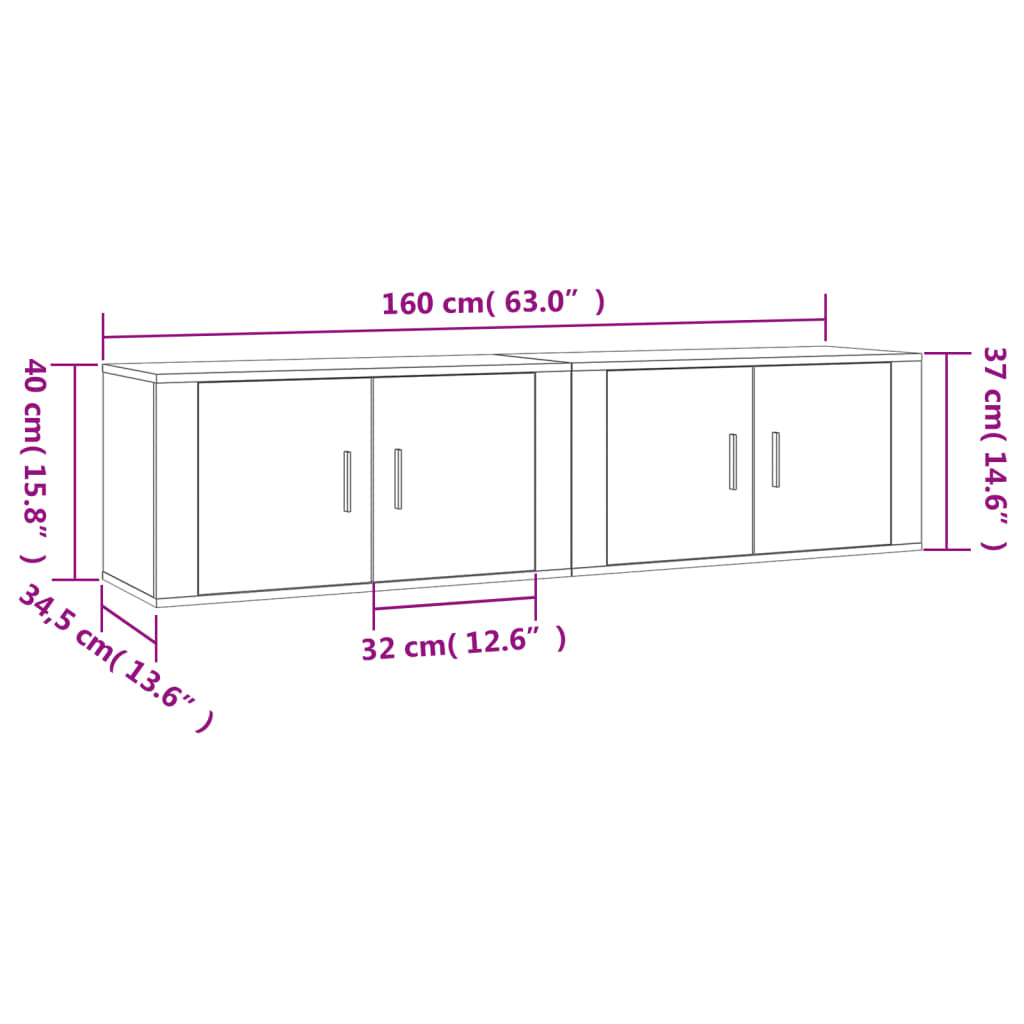 2 db betonszürke fali tv-szekrény 80 x 34,5 x 40 cm 2 db betonszürke fali tv-szekrény 80 x 34,5 x 40 cm