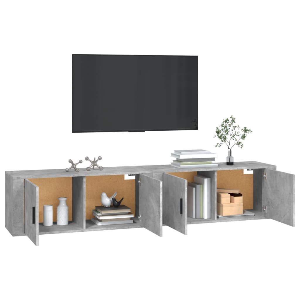 2 db betonszürke fali tv-szekrény 100 x 34,5 x 40 cm