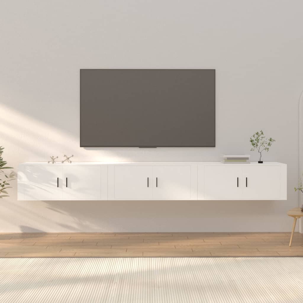 3 db fehér falra szerelhető tv-szekrény 100 x 34,5 x 40 cm 3 db fehér falra szerelhető tv-szekrény 100 x 34,5 x 40 cm