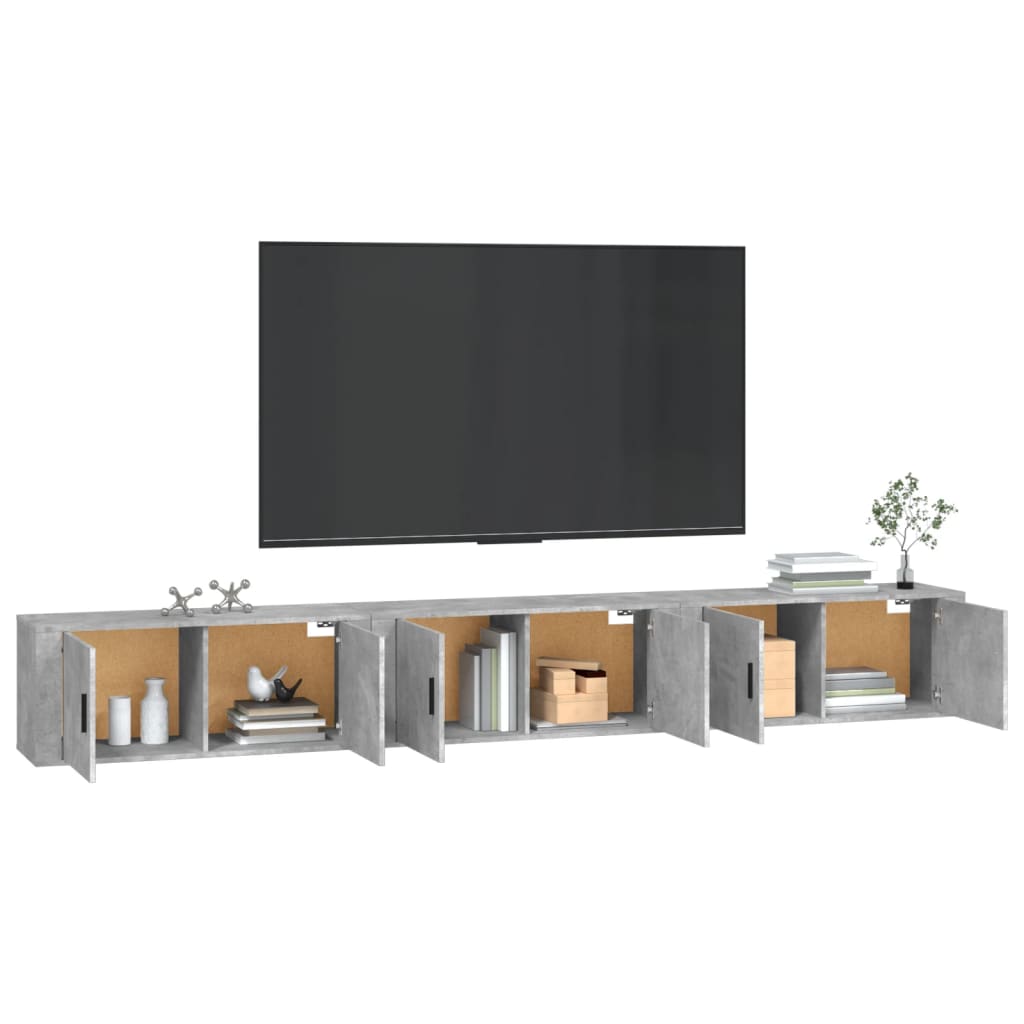 3 db betonszürke fali tv-szekrény 100 x 34,5 x 40 cm 3 db betonszürke fali tv-szekrény 100 x 34,5 x 40 cm