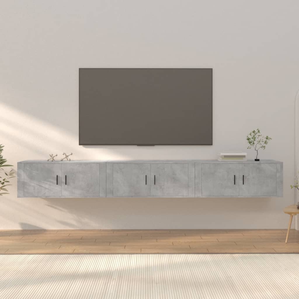 3 db betonszürke fali tv-szekrény 100 x 34,5 x 40 cm 3 db betonszürke fali tv-szekrény 100 x 34,5 x 40 cm