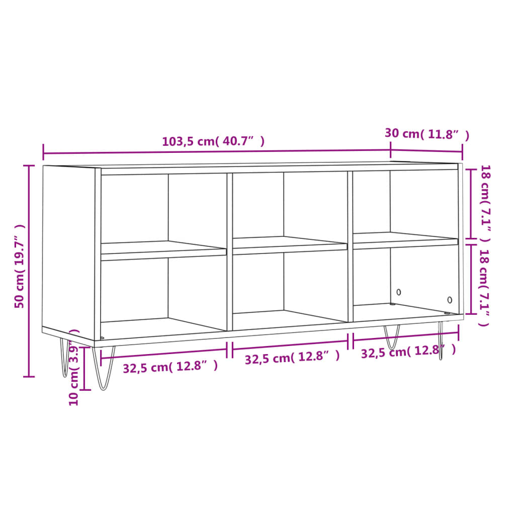 Füstös tölgyszínű szerelt fa tv-szekrény 103,5x30x50 cm Füstös tölgyszínű szerelt fa tv-szekrény 103,5x30x50 cm