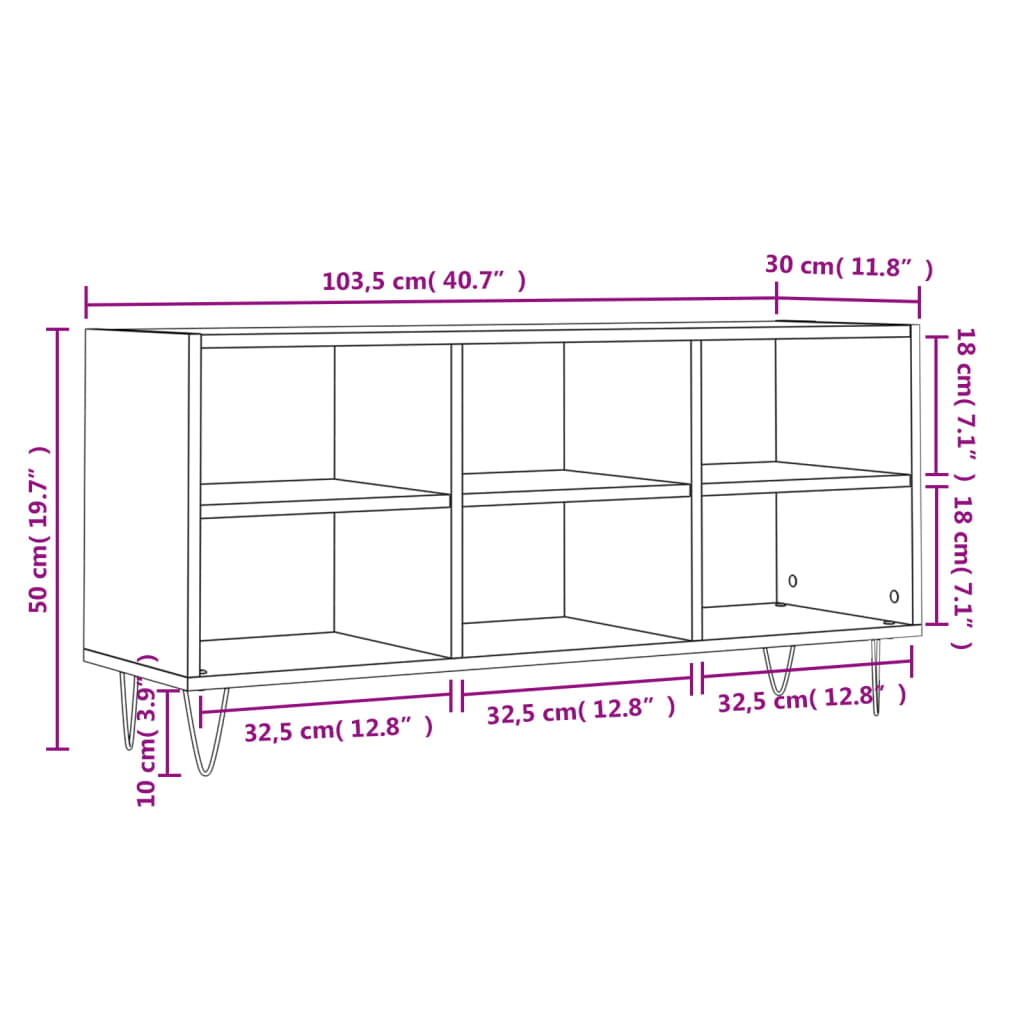 Szürke sonoma színű szerelt fa tv-szekrény 103,5x30x50 cm Szürke sonoma színű szerelt fa tv-szekrény 103,5x30x50 cm