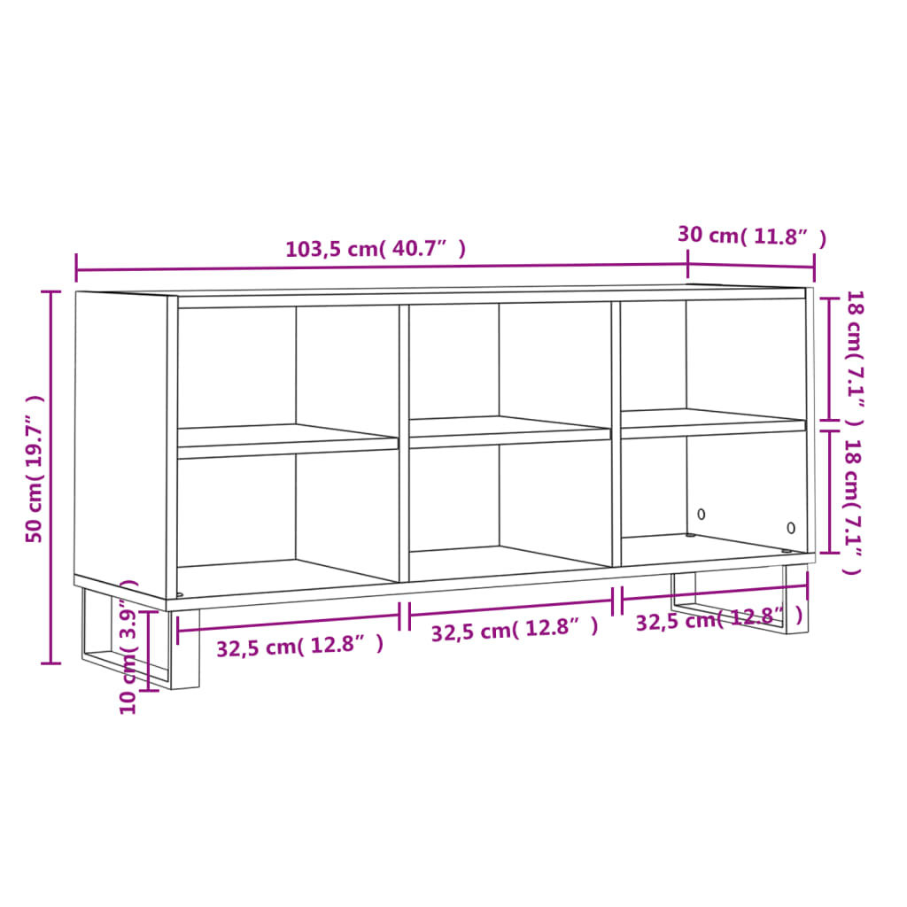 Füstös tölgyszínű szerelt fa tv-szekrény 103,5x30x50 cm Füstös tölgyszínű szerelt fa tv-szekrény 103,5x30x50 cm