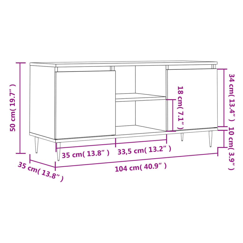 Betonszürke szerelt fa tv-szekrény 104x35x50 cm Betonszürke szerelt fa tv-szekrény 104x35x50 cm