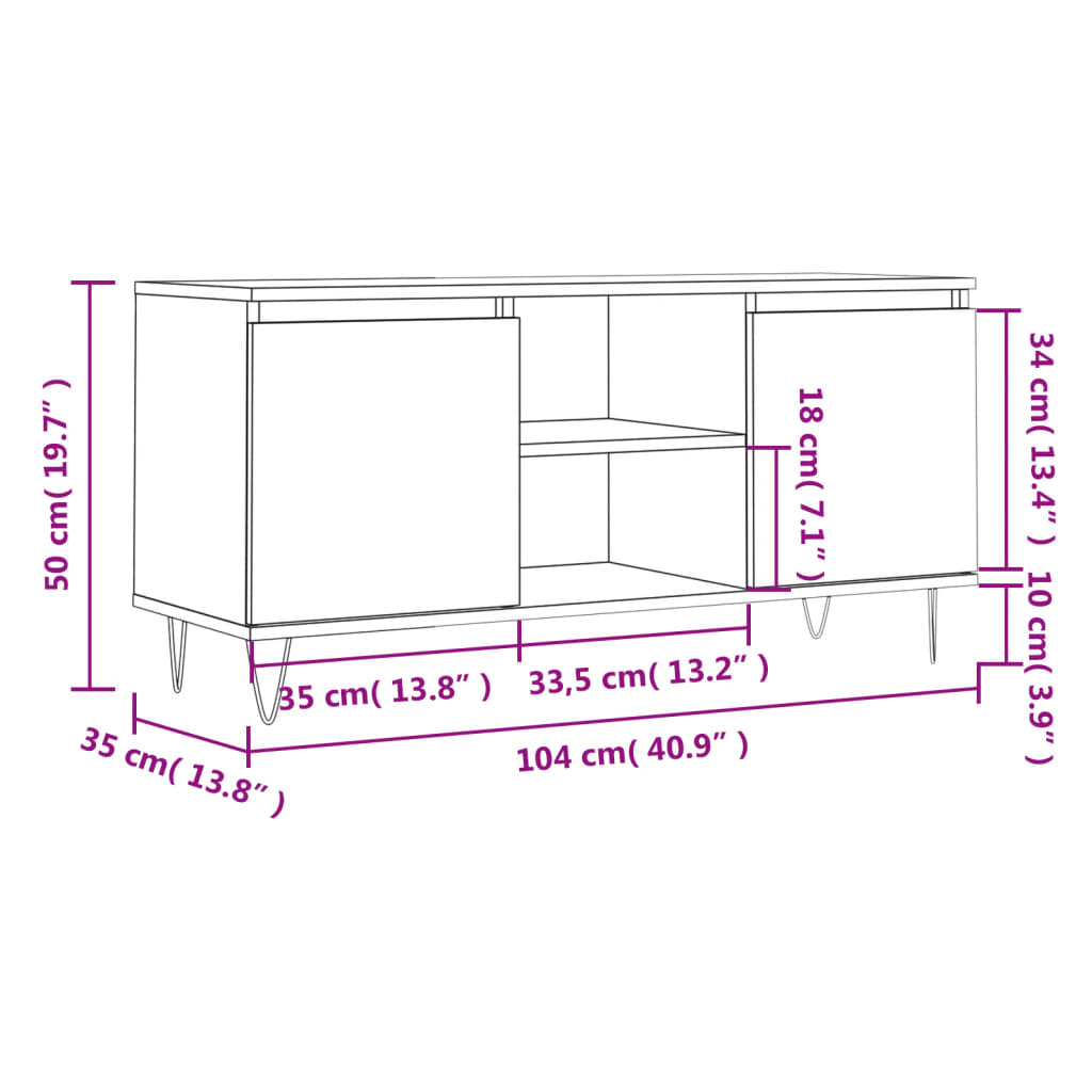 Füstös tölgyszínű szerelt fa tv-szekrény 104x35x50 cm Füstös tölgyszínű szerelt fa tv-szekrény 104x35x50 cm