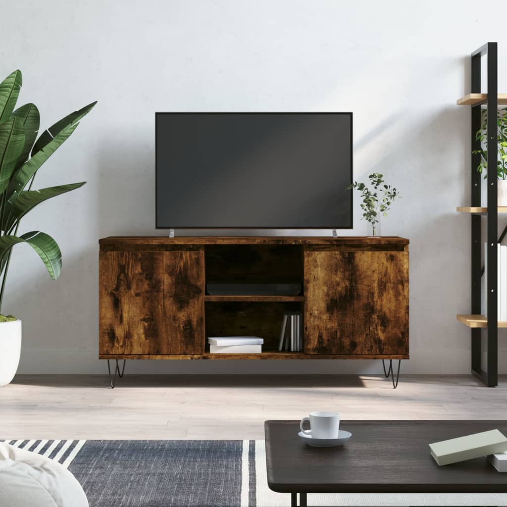 Füstös tölgyszínű szerelt fa tv-szekrény 104x35x50 cm Füstös tölgyszínű szerelt fa tv-szekrény 104x35x50 cm