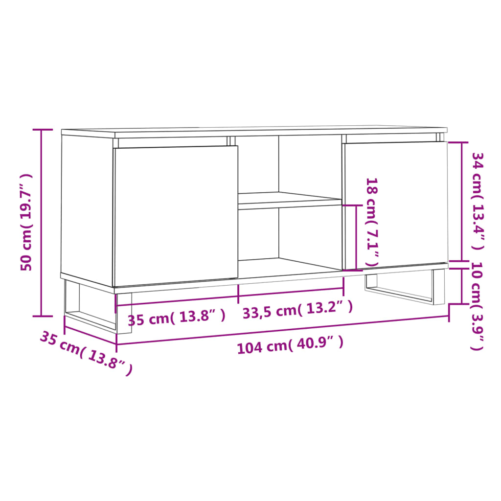 Szürke sonoma színű szerelt fa tv-szekrény 104x35x50 cm Szürke sonoma színű szerelt fa tv-szekrény 104x35x50 cm