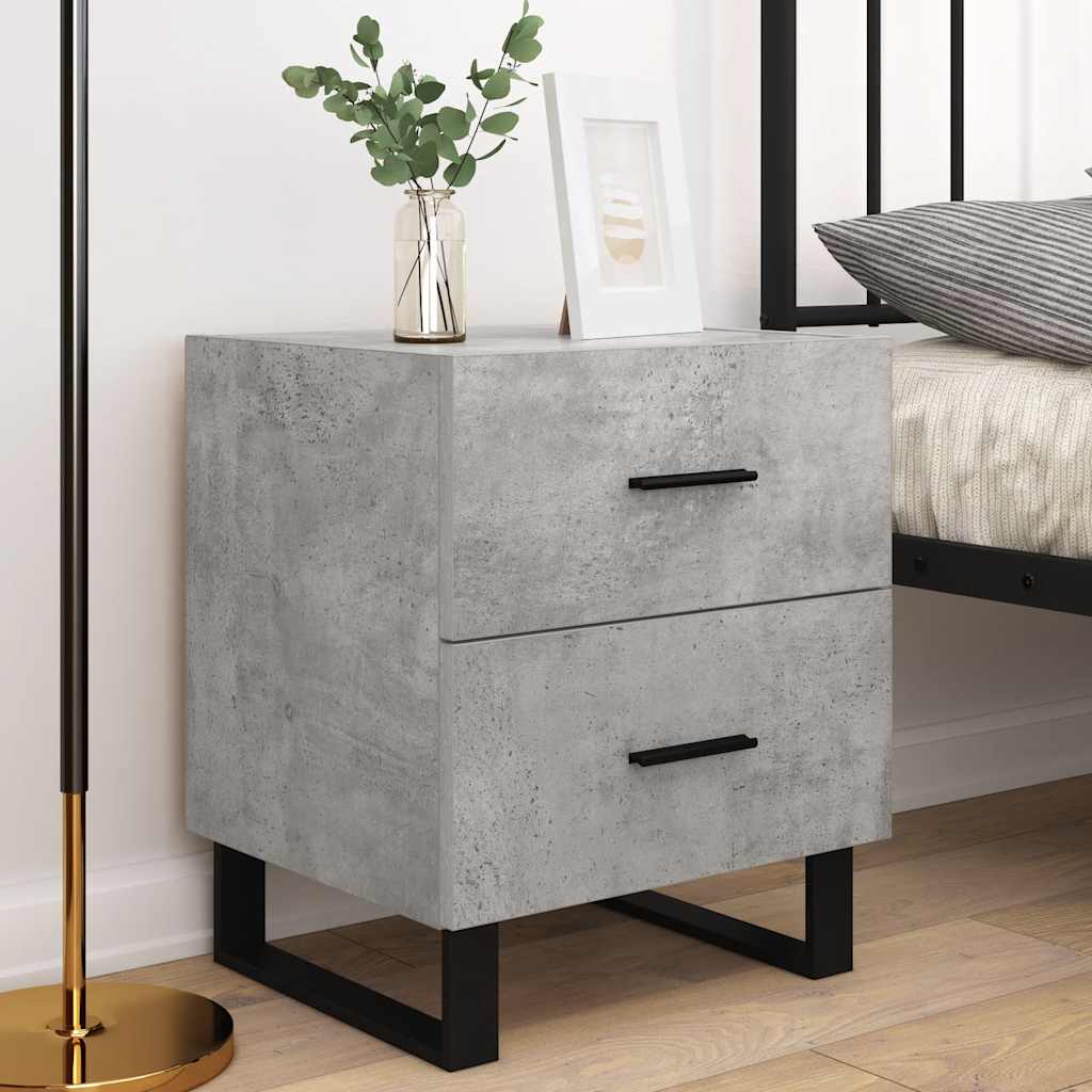 2 db betonszürke szerelt fa éjjeliszekrény 40 x 35 x 47,5 cm