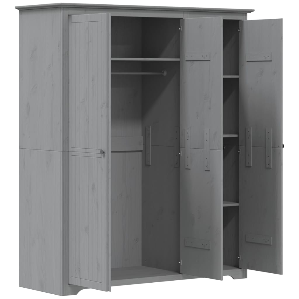 Bodo szürke tömör fenyőfa ruhásszekrény 151,5x52x176,5 cm Bodo szürke tömör fenyőfa ruhásszekrény 151,5x52x176,5 cm