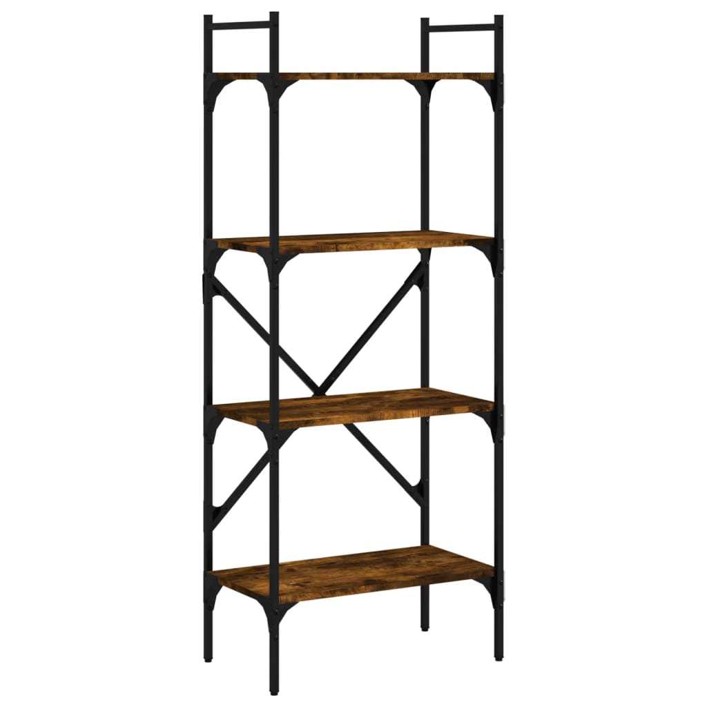 4-szintes füstölt tölgyszínű fa könyvespolc 56x31,5x138,5 cm