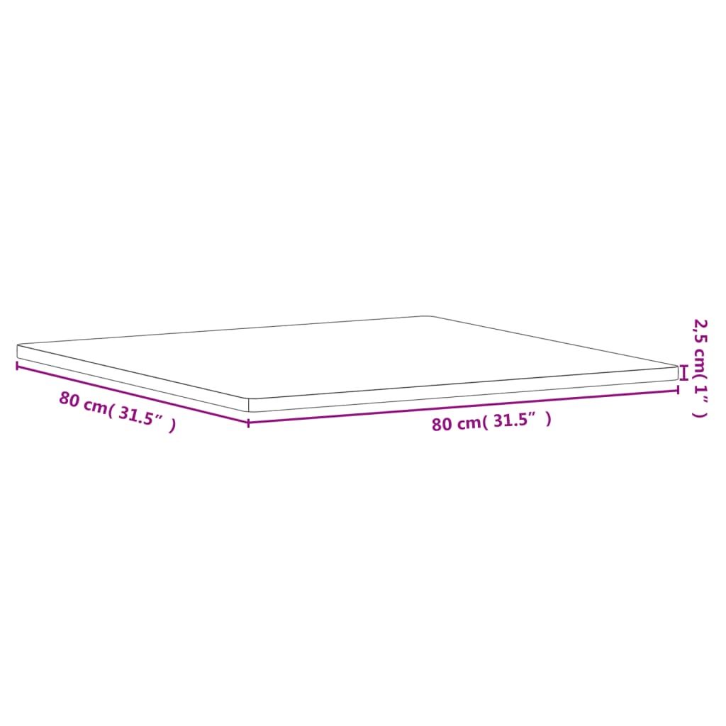Tömör bükkfa négyzet alakú asztallap 80 x 80 x 2,5 cm