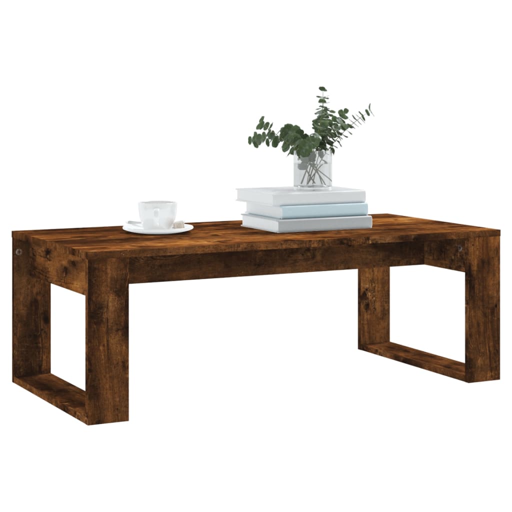 Füstös tölgyszínű szerelt fa dohányzóasztal 102x50x35 cm