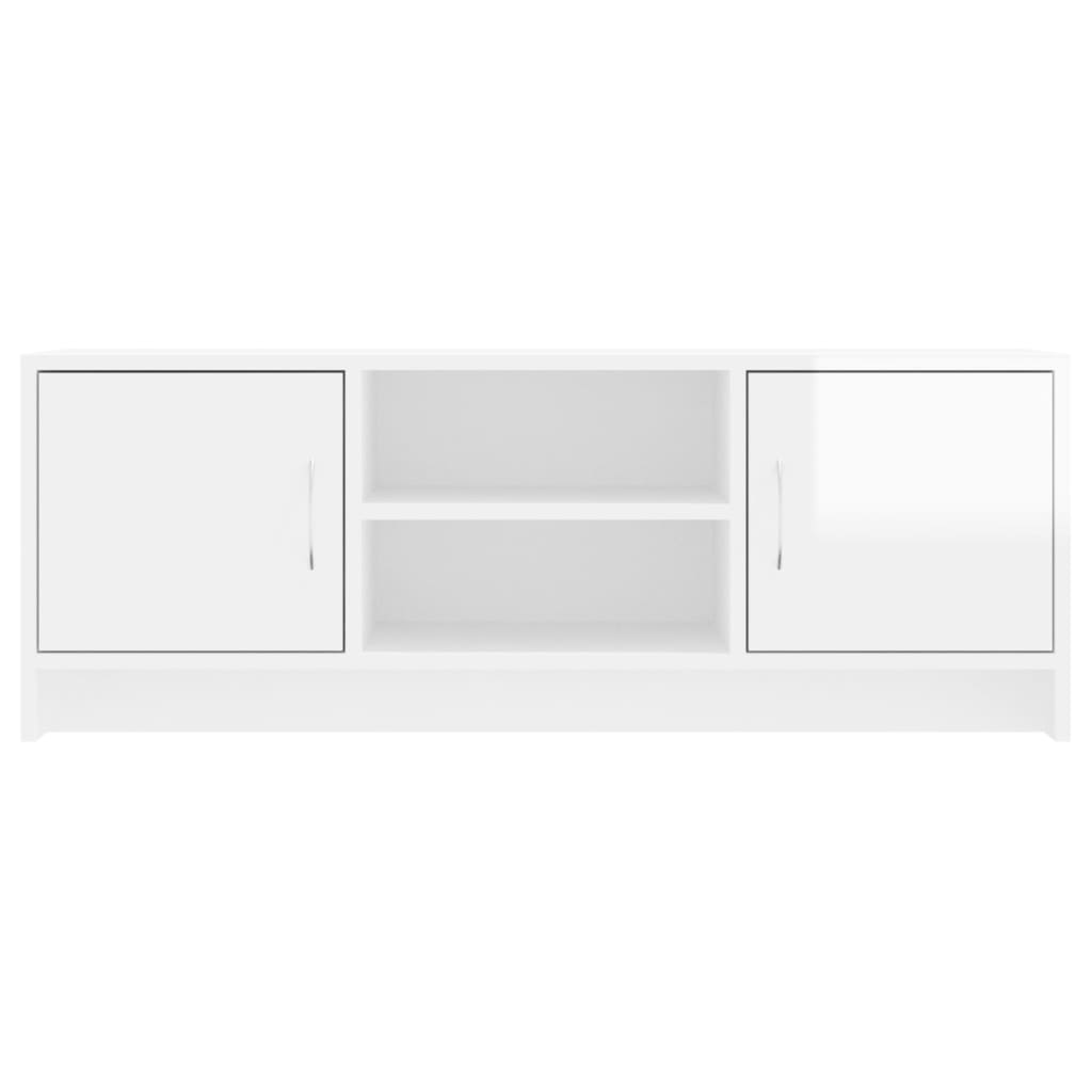 Magasfényű fehér szerelt fa tv-szekrény 102x30x37,5 cm