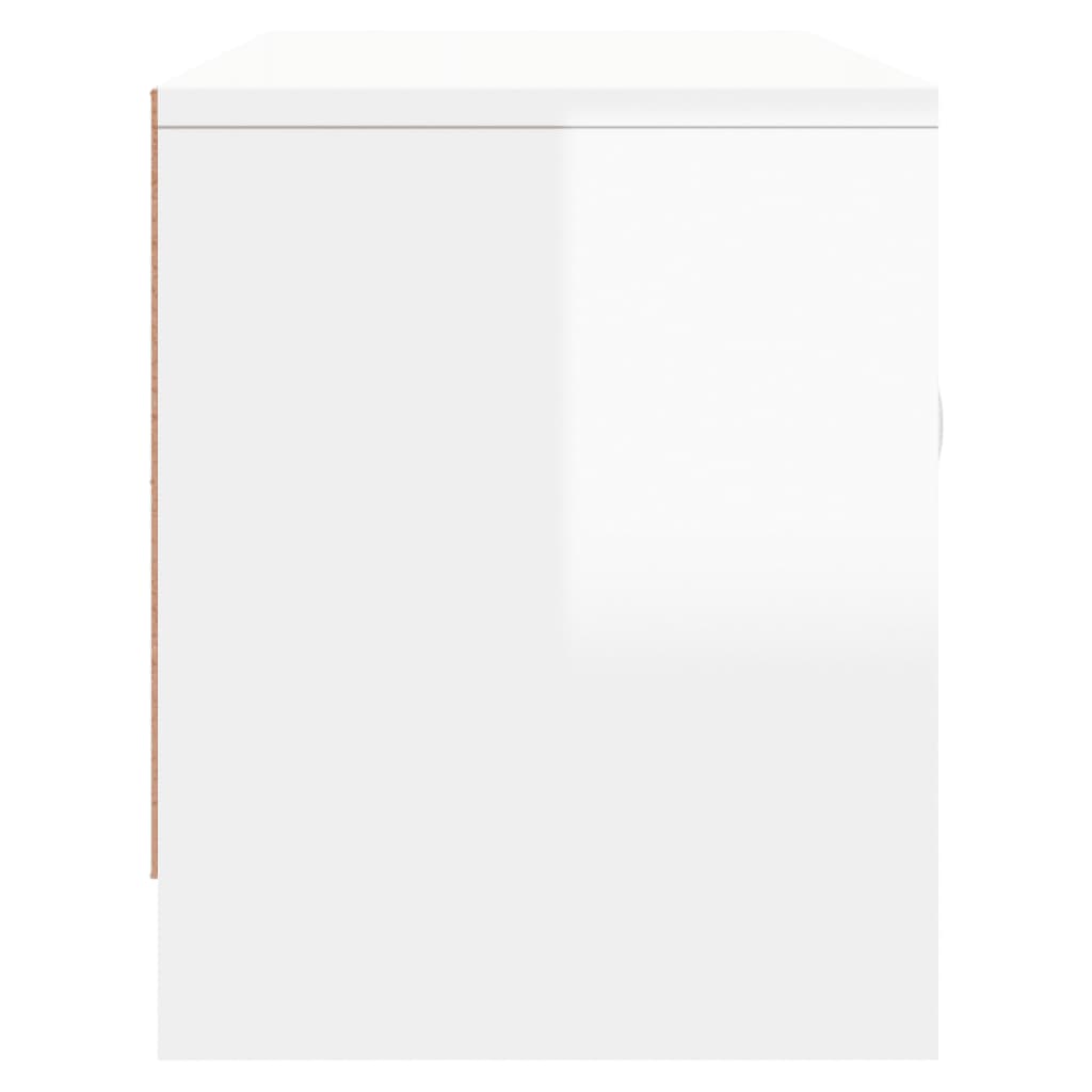 Magasfényű fehér szerelt fa tv-szekrény 102x30x37,5 cm