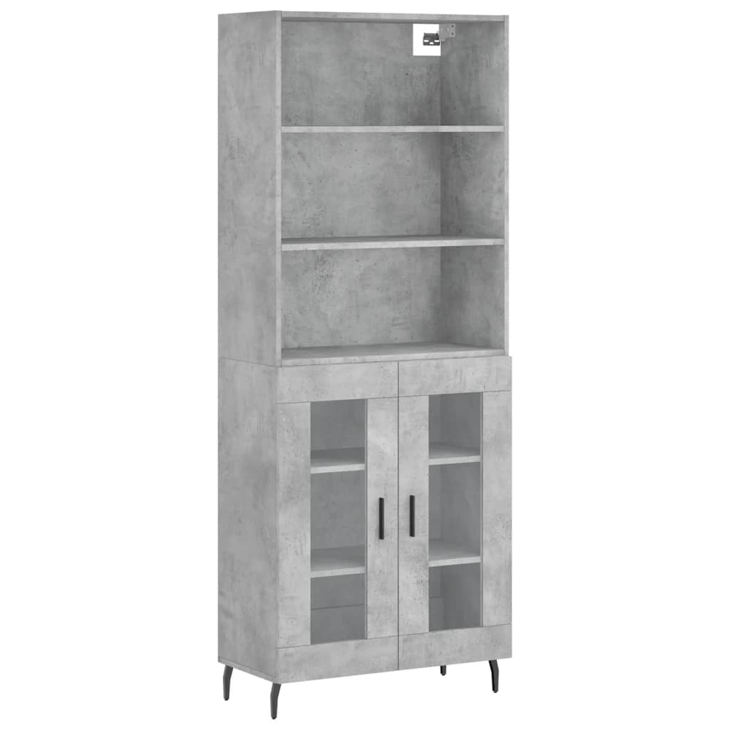 Betonszürke szerelt fa magasszekrény 69,5 x 34 x 180 cm