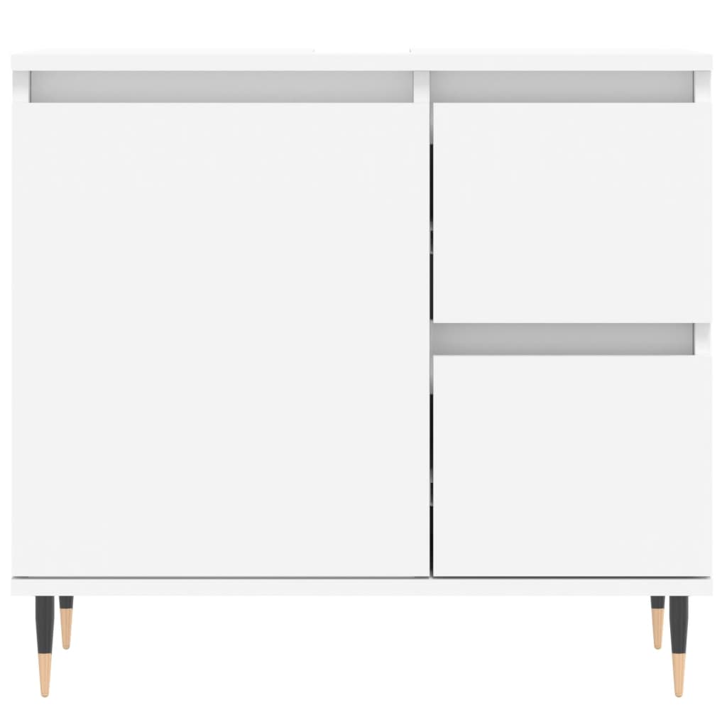 3-részes fehér szerelt fa fürdőszobai bútorszett