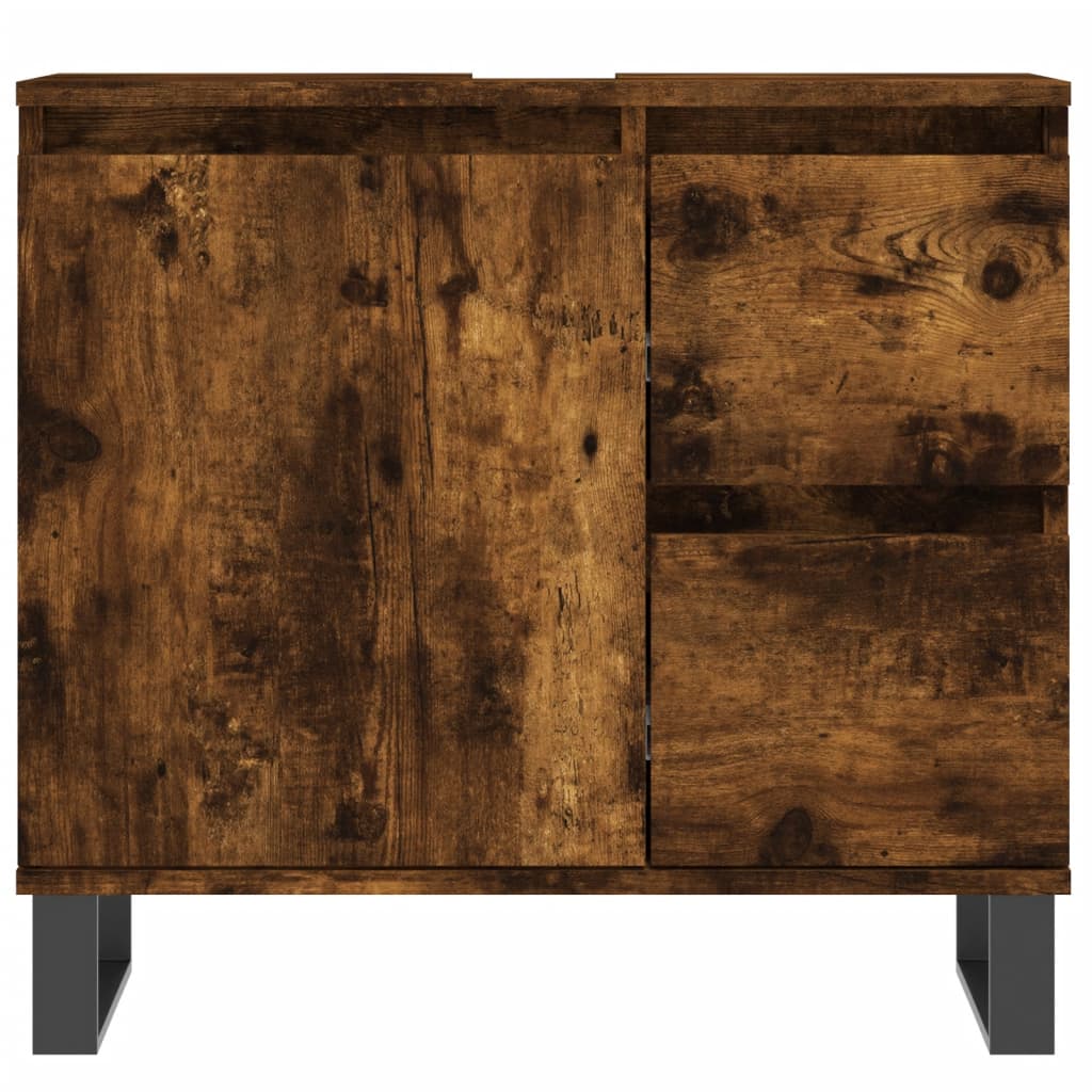 3 részes füstös tölgy színű szerelt fa fürdőszobai bútorszett