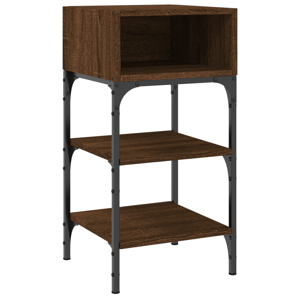 2 db barna tölgy színű szerelt fa éjjeliszekrény 35x34,5x70 cm