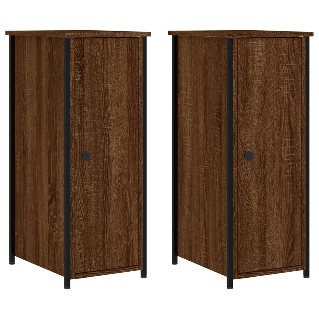 2 db barna tölgy színű szerelt fa éjjeliszekrény 32x42x80 cm