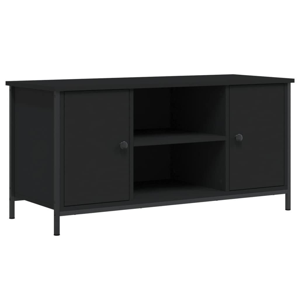 Fekete szerelt fa tv-szekrény 100x40x50 cm