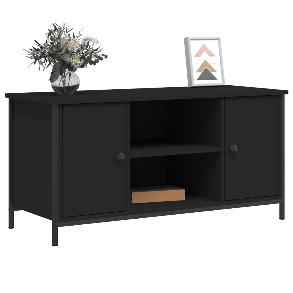 Fekete szerelt fa tv-szekrény 100x40x50 cm