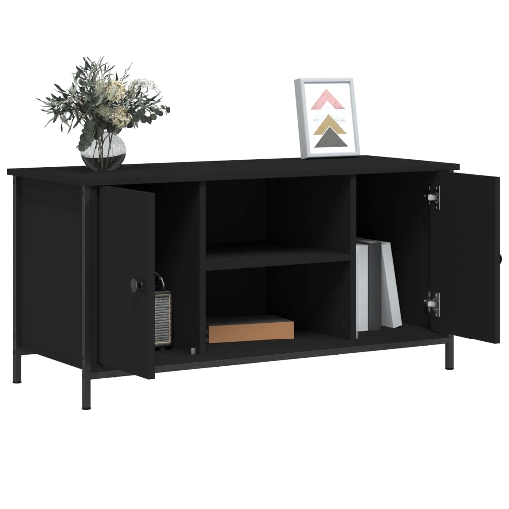 Fekete szerelt fa tv-szekrény 100x40x50 cm