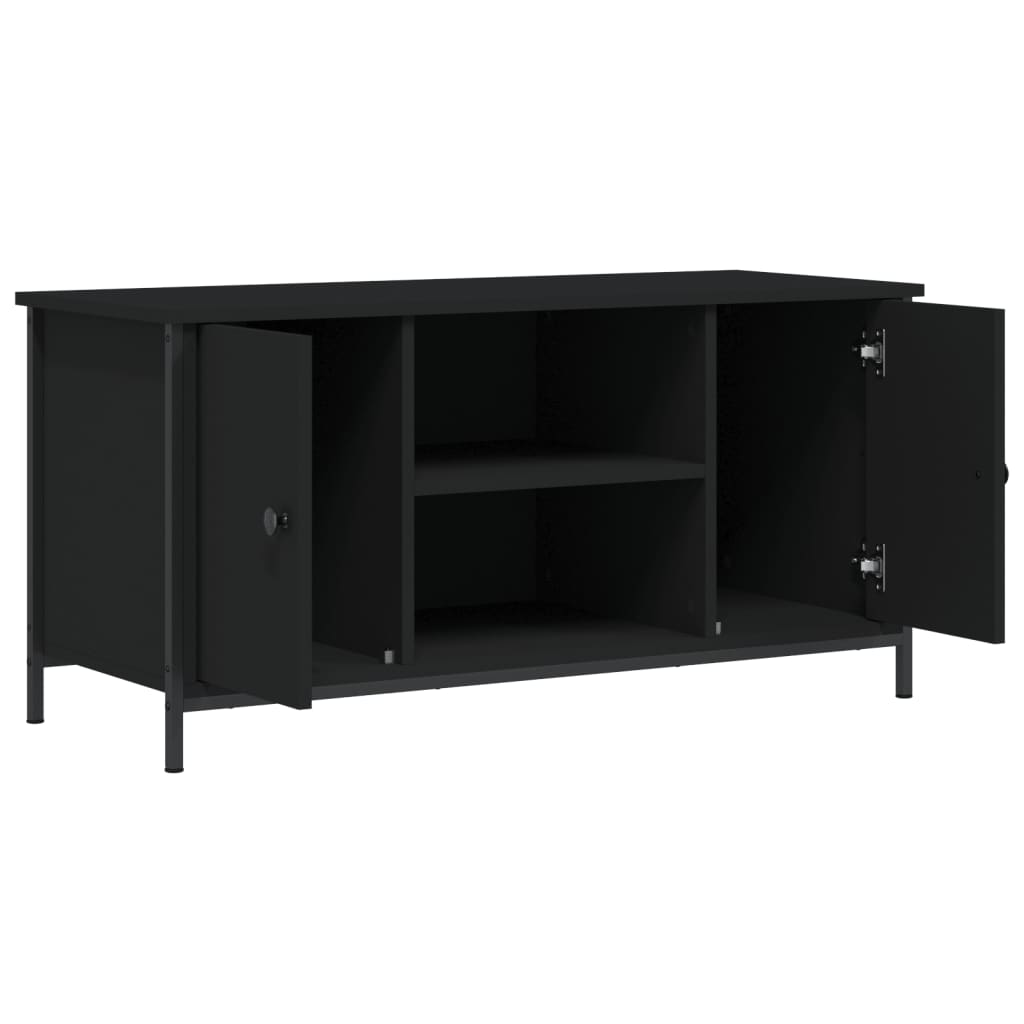 Fekete szerelt fa tv-szekrény 100x40x50 cm