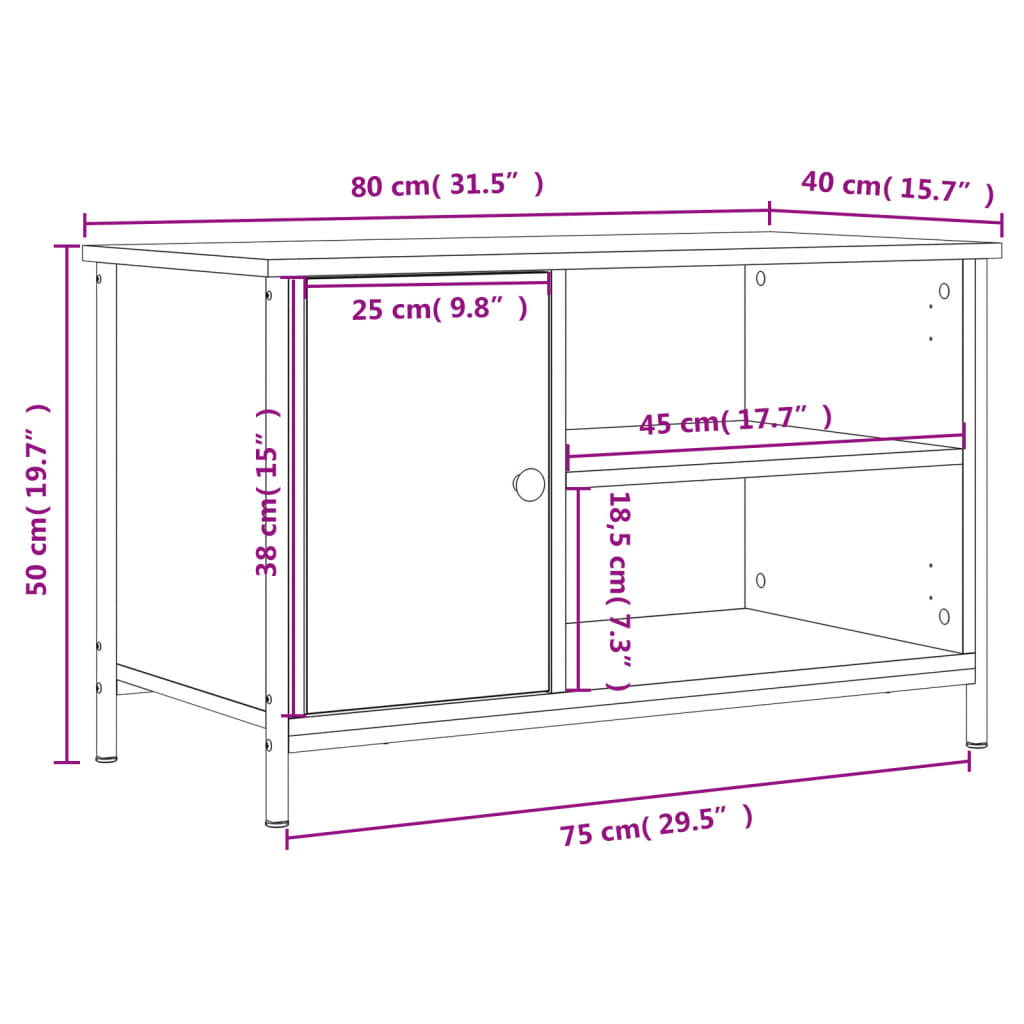 Fekete szerelt fa tv-szekrény 80x40x50 cm Fekete szerelt fa tv-szekrény 80x40x50 cm
