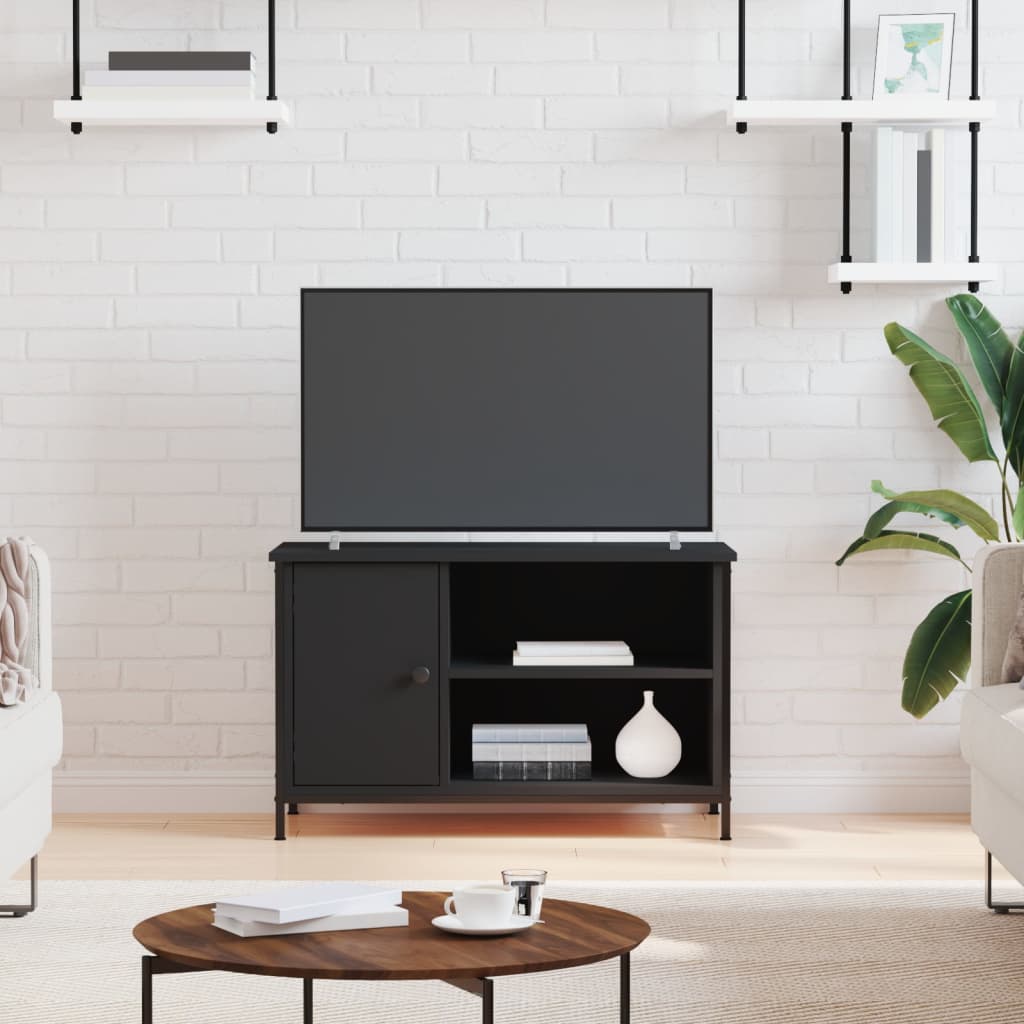 Fekete szerelt fa tv-szekrény 80x40x50 cm Fekete szerelt fa tv-szekrény 80x40x50 cm