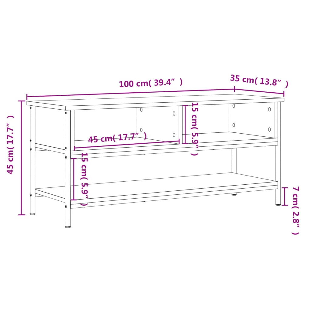 Füstös tölgy színű szerelt fa tv-szekrény 100 x 35 x 45 cm Füstös tölgy színű szerelt fa tv-szekrény 100 x 35 x 45 cm