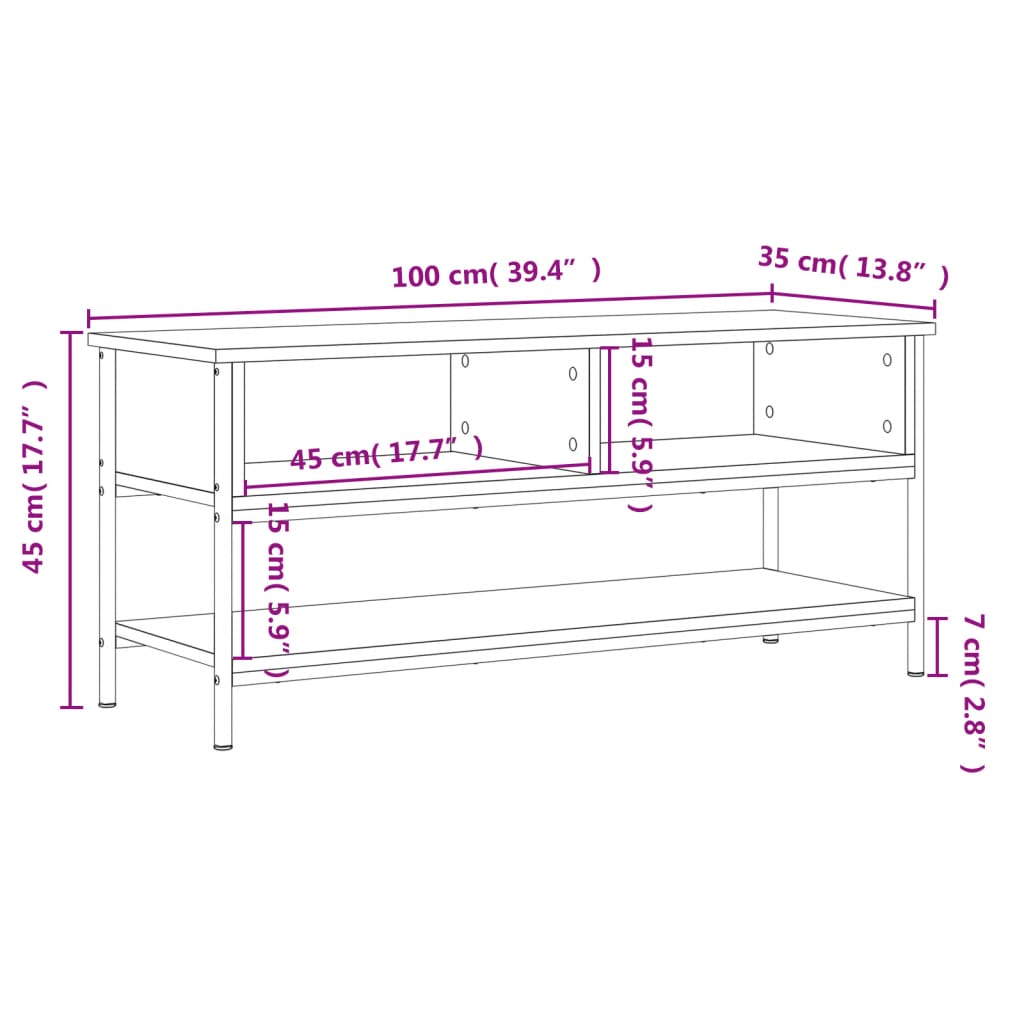 Szürke sonoma színű szerelt fa tv-szekrény 100 x 35 x 45 cm