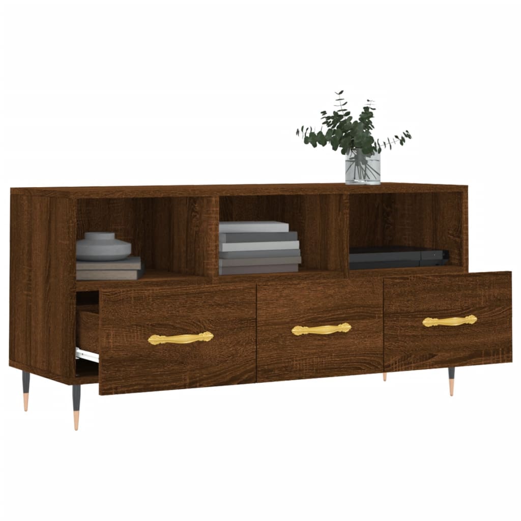 Barna tölgyszínű műfa tv-szekrény 102 x 36 x 50 cm Barna tölgyszínű műfa tv-szekrény 102 x 36 x 50 cm