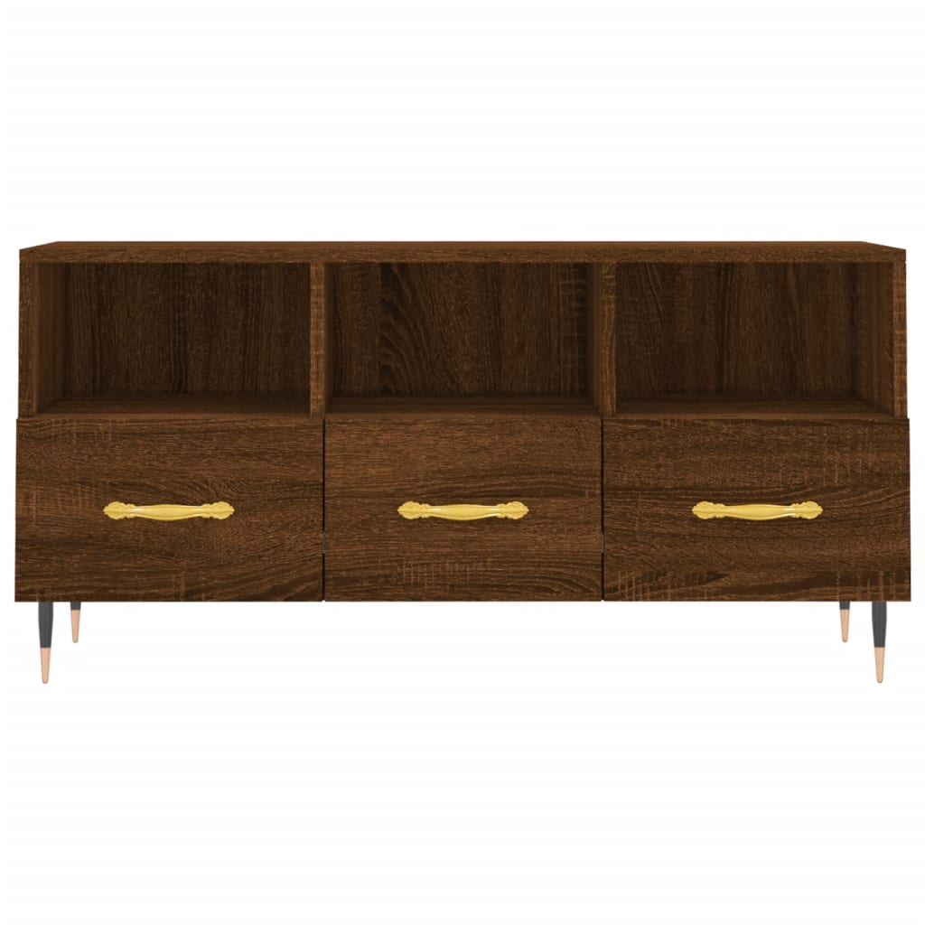 Barna tölgyszínű műfa tv-szekrény 102 x 36 x 50 cm Barna tölgyszínű műfa tv-szekrény 102 x 36 x 50 cm