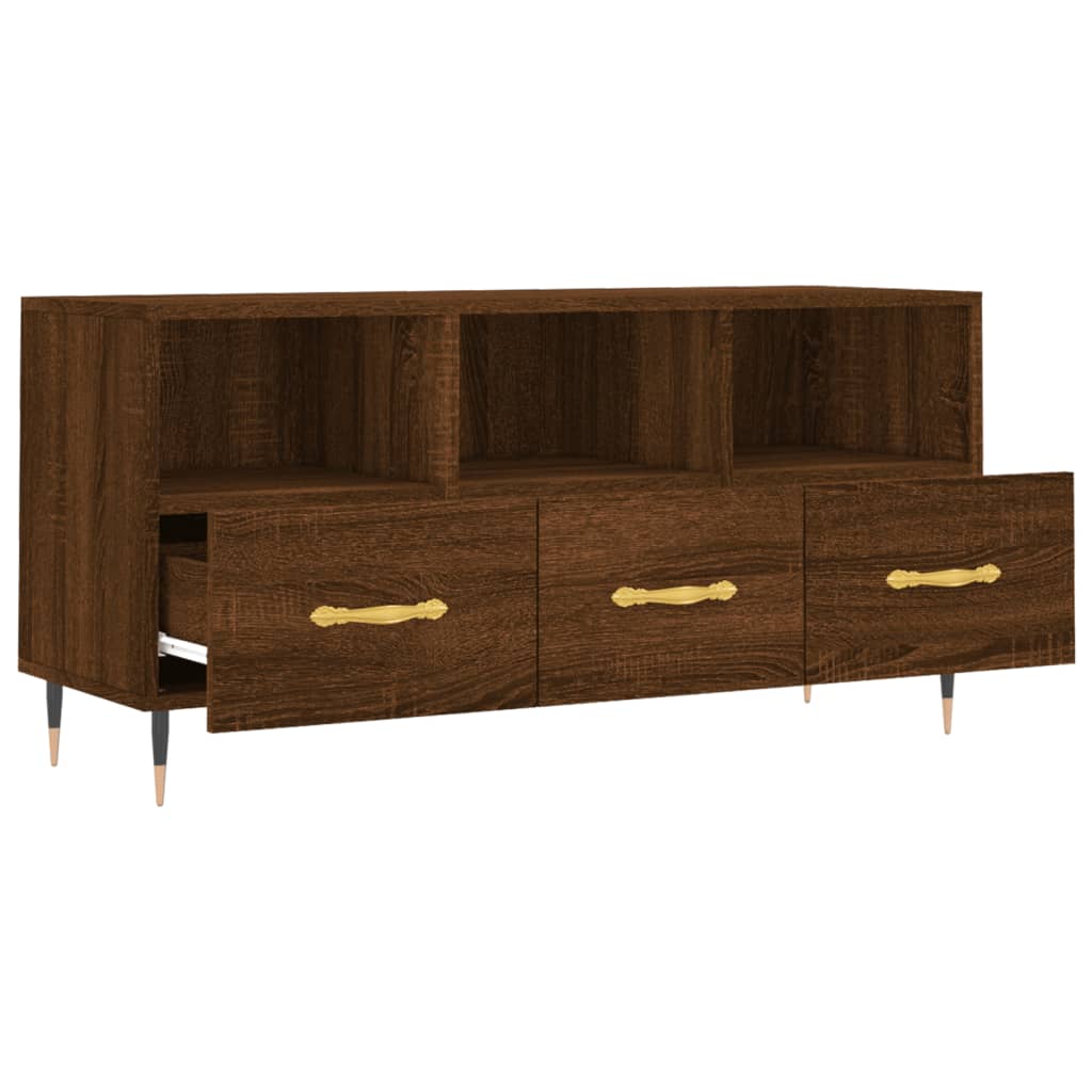 Barna tölgyszínű műfa tv-szekrény 102 x 36 x 50 cm Barna tölgyszínű műfa tv-szekrény 102 x 36 x 50 cm