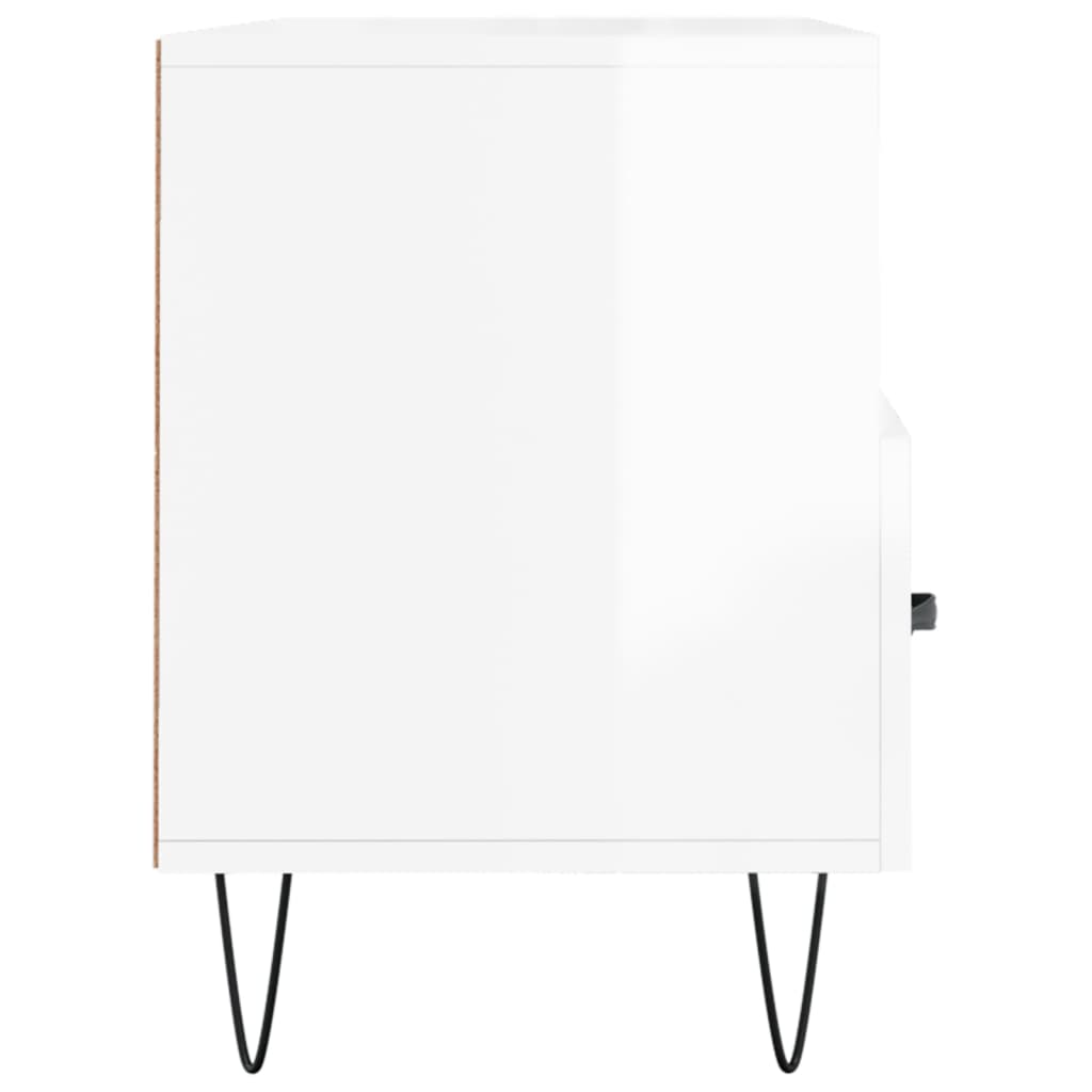 Fehér magasfényű szerelt fa tv-szekrény 102x36x50 cm