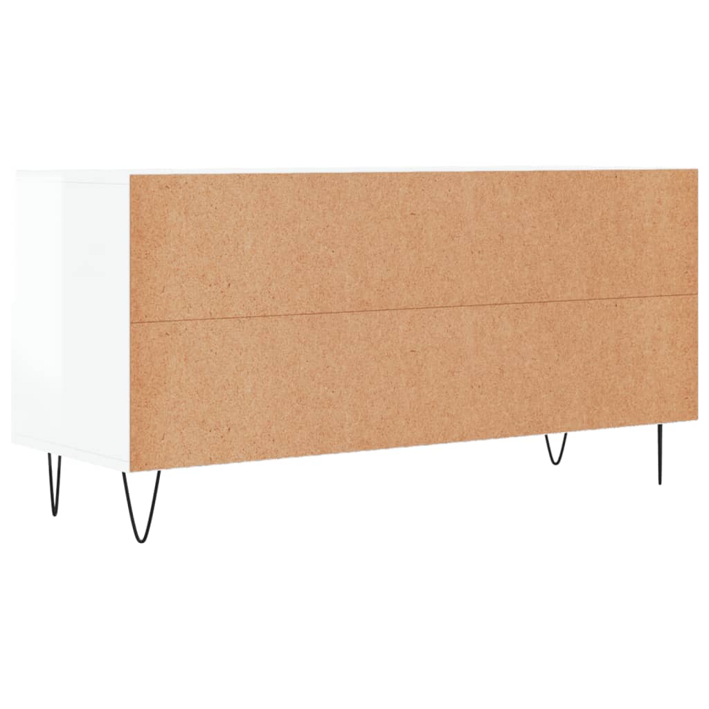 Fehér magasfényű szerelt fa tv-szekrény 102x36x50 cm