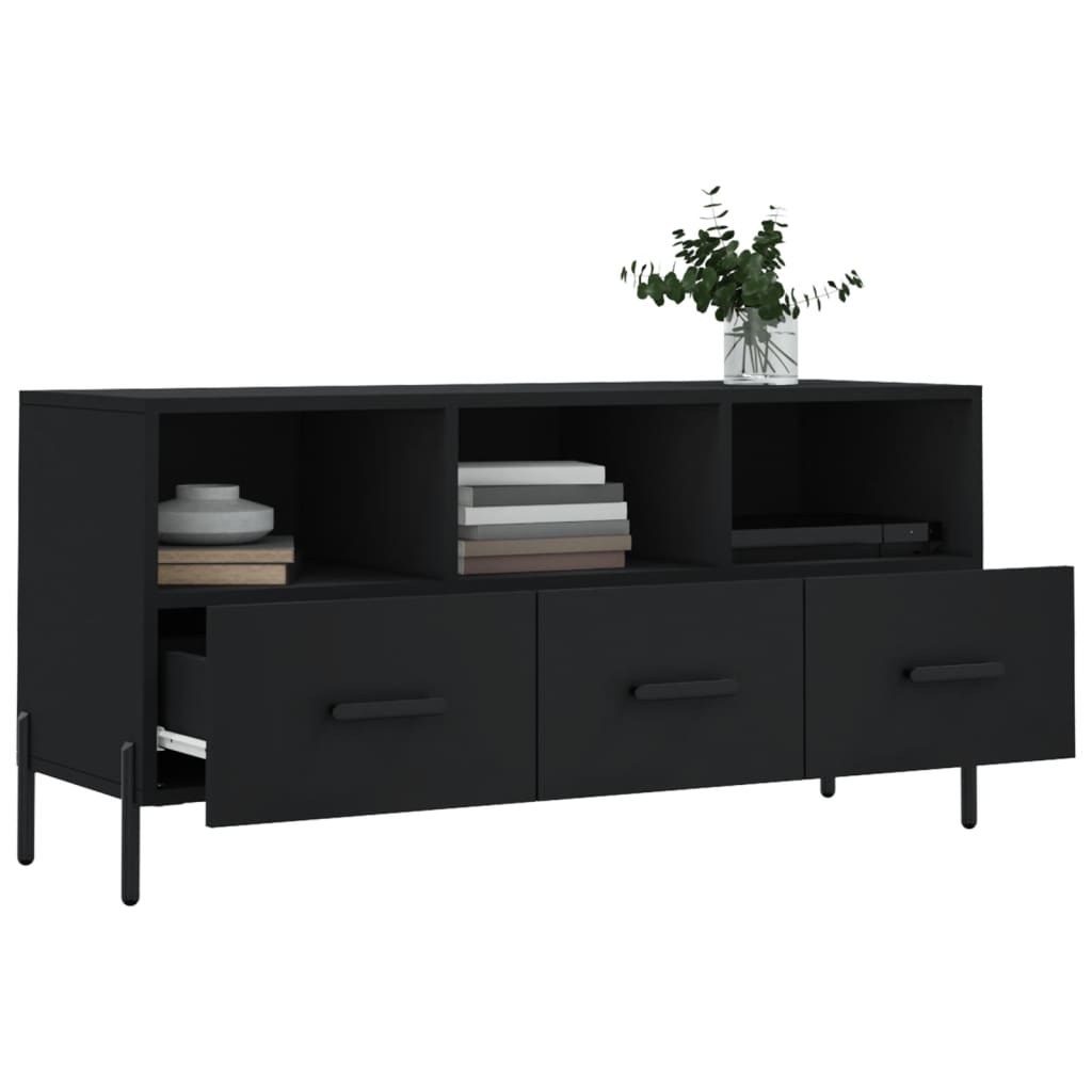Fekete műfa tv-szekrény 102 x 36 x 50 cm Fekete műfa tv-szekrény 102 x 36 x 50 cm
