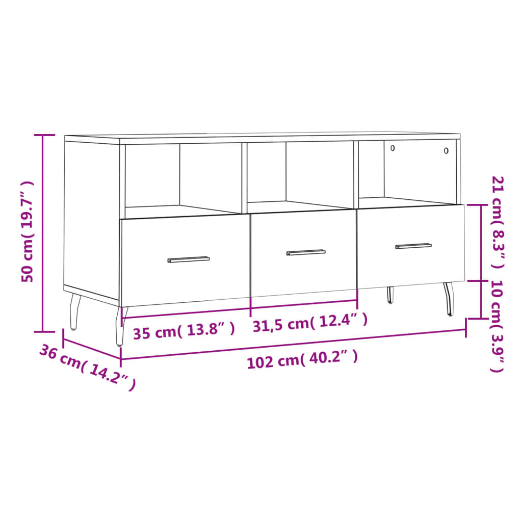 Betonszürke műfa tv-szekrény 102 x 36 x 50 cm Betonszürke műfa tv-szekrény 102 x 36 x 50 cm