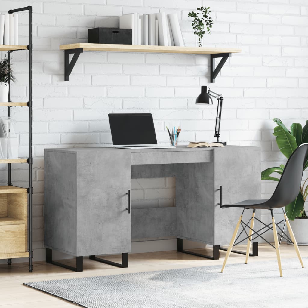 Betonszürke szerelt fa íróasztal 140 x 50 x 75 cm Betonszürke szerelt fa íróasztal 140 x 50 x 75 cm