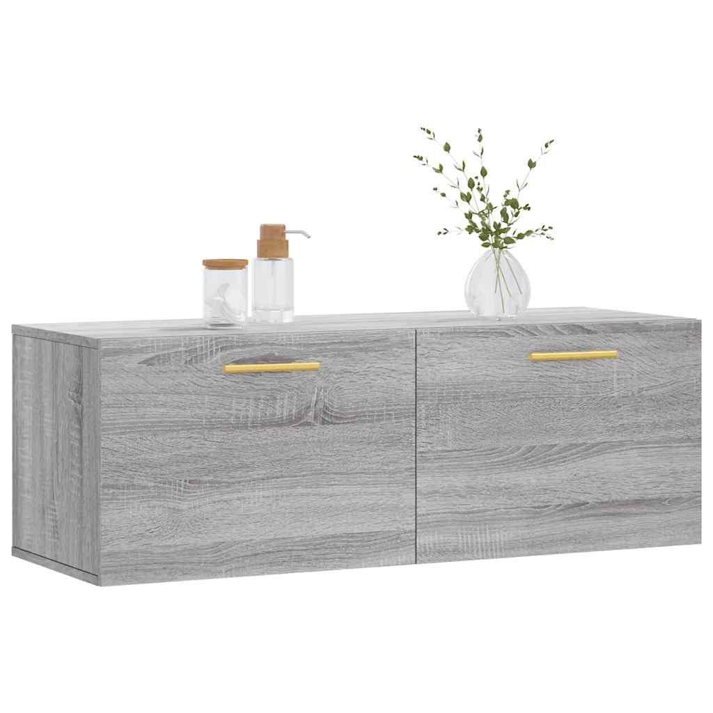 Szürke sonoma színű szerelt fa faliszekrény 100 x 36,5 x 35 cm