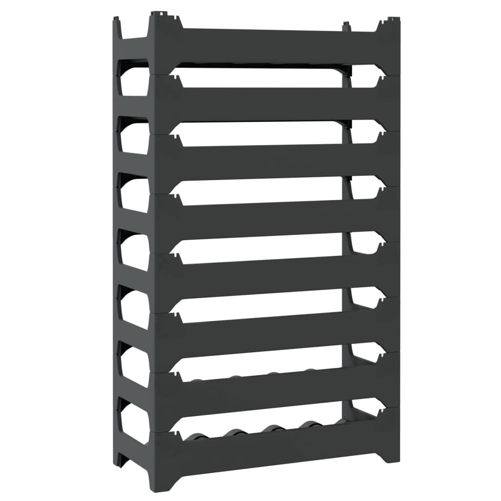 Fekete rakásolható pp bortartó állvány 48 palacknak