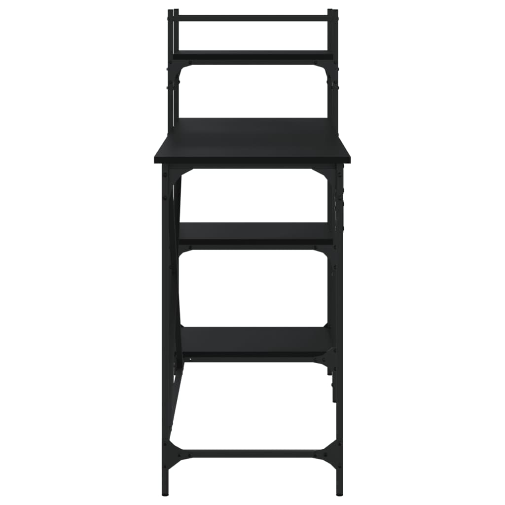 Fekete számítógépasztal polcokkal 120x47x109 cm